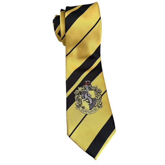 Harry Potter Hufflepuff Necktie Tie Yellow Black Cosplay Magic Mythical 47" - Picture 1 of 4